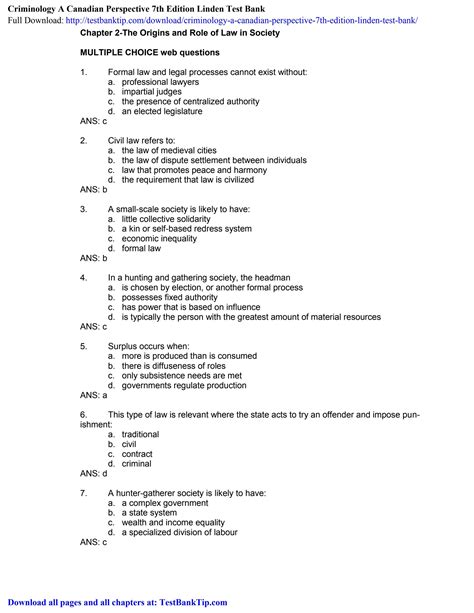 Criminology A Canadian Perspective 7th Edition Linden Test Bank By Jackxe77 Issuu