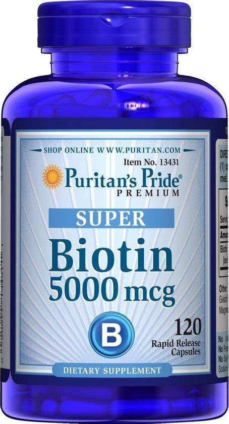 Puritan S Pride Biotin 5000 Mcg 120 Capsules Bol