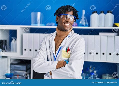 African American Man Scientist Standing With Arms Crossed Gesture At