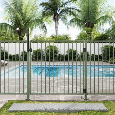 Protectoral 975 X 1200mm Pale Eucalypt Aluminium Flat Top Pool Gate Bunnings Australia