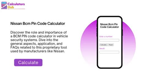 Nissan Bcm Pin Code Calculator Online Calculatorshub