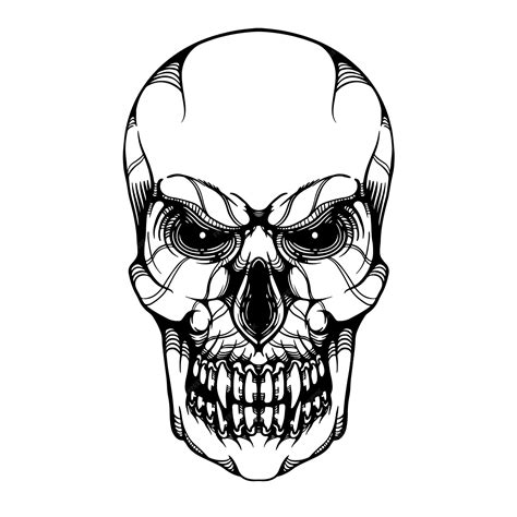 Premium Vector | Black and white skull tattoo illustration