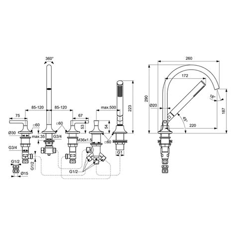 Ideal Standard BD165A5 JOY NEO Gruppo Bordo Vasca A 5 Fori Con Bocca