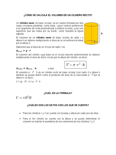 Cómo Se Calcula El Volumen de Un Cilindro Recto | PDF | Melodía | Ritmo