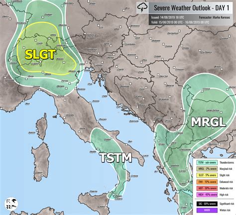 Outlook Day 1 Valid 15082019 Severe Weather Europe