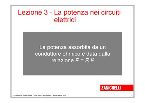 Lez 9 Potenza Appunti Fisica La Potenza Assorbita Da Un Conduttore