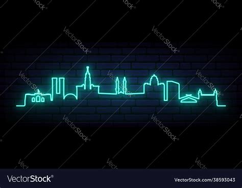 Blue neon skyline makkah bright city Royalty Free Vector