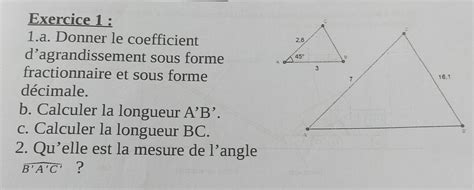 Bonjour Exercice 1 1 A Donner Le Coefficient D Agrandissement Sous