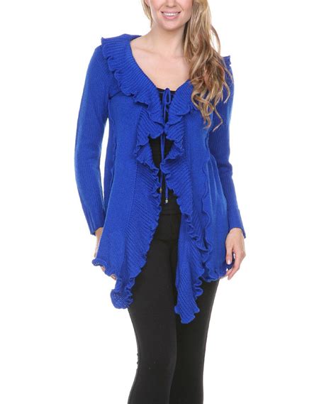 This Royal Blue Ruffle Tie Front Cardigan Women And Plus By Venice Blue Is Perfect Zulilyfinds