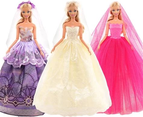 Poppenkleertjes Geschikt Voor Barbie Pop Set Van Luxe Jurken Met