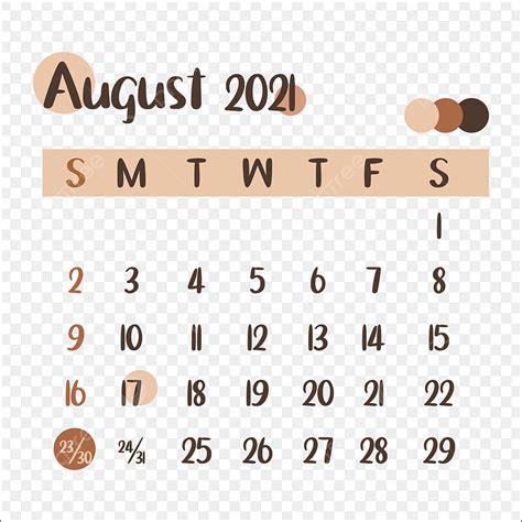 August Calendar Vector Design Images Calendar August Png Brown