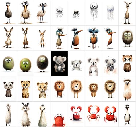 600 Scared & Funny Animals PNG Clipart Set, High-resolution Commercial ...