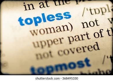 Closeup Word English Dictionary Topless Definition Stock Photo