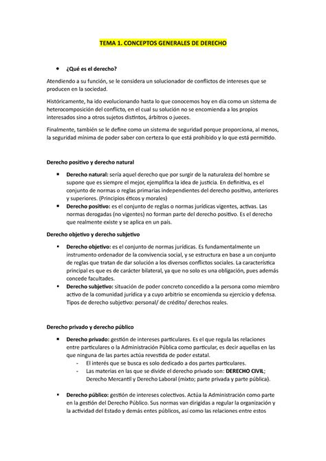 Derecho Civil Tema 1 Tema 1 Conceptos Generales De Derecho ¿qué Es