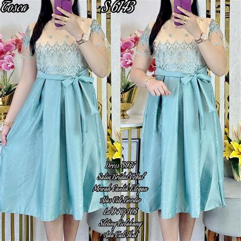 Jual Dress Satin Bridal Kombinasi Tile Shopee Indonesia