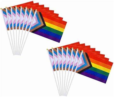Amazon XCFH Small Progress Pride Gay Stick Flags Mini Rainbow Hand