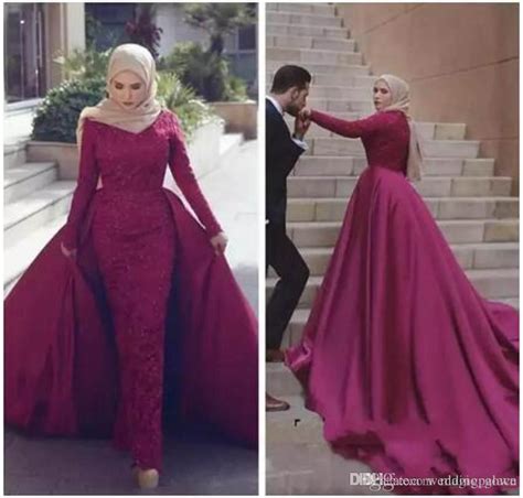 Custom Made Arabic Muslim Mermaid Muslim Prom Dresses With Jewel