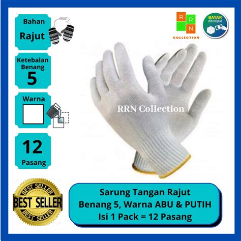 Jual Sarung Tangan Kain 1 Lusin Benang 5 Sarung Tangan Tebal Sarung