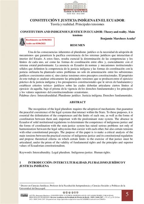 Pdf Constituci N Y Justicia Ind Gena En El Ecuador Teor A Y Realidad