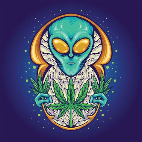 Alien Weed Plant Cannabis Galaxy Space Illustrations 2511581 Vector Art