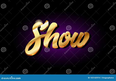 Show 3d Gold Golden Text Metal Logo Icon Design Handwritten Typo Stock