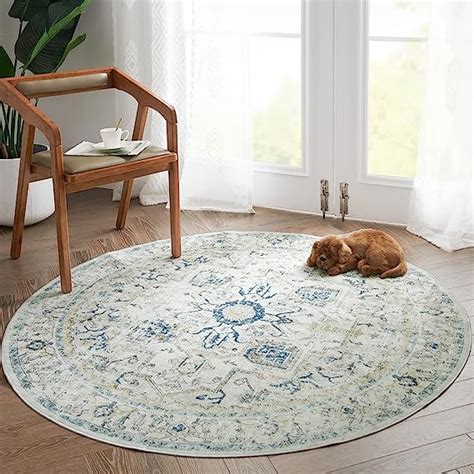 Amazon Jinchan Round Rug Ft Washable Rug Area Rug Vintage Rug