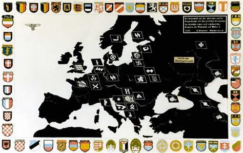 Map Showing The Shields And Collar Insignia Of Waffen Ss Divisions And