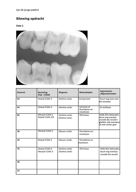 Bitewing Opdracht Bitewing Opdracht Foto 1 Element Bevinding Vlak