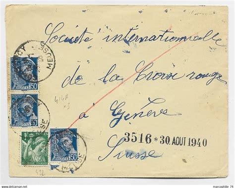 1938 42 Mercure FRANCE MERCURE 50C BLEU X3 1FR IRIS VERT LETTRE