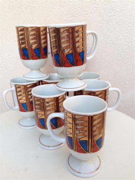 Vintage Mid Century Modern Holt Howard Mugs Set 4 Footed Etsy Mugs