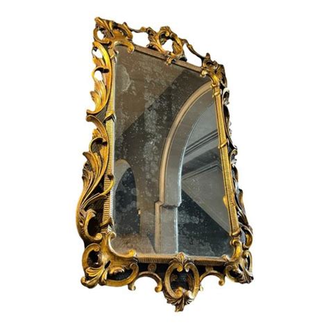 Miroir Rocaille Louis XV en Stuc Sculpté et Bois Doré 19ème Siècle en