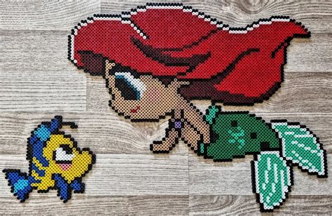 ⓂⒶ ⒷⒺⒶⒹⓈ 🤞🏼 On Instagram “ariel And Flounder 🥰 Hama Hamabeads Hamapearls Hamapattern