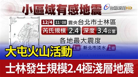 大屯火山活動 士林發生規模24極淺層地震 Youtube