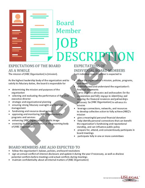 Board Member Job Description Job Description Us Legal Forms