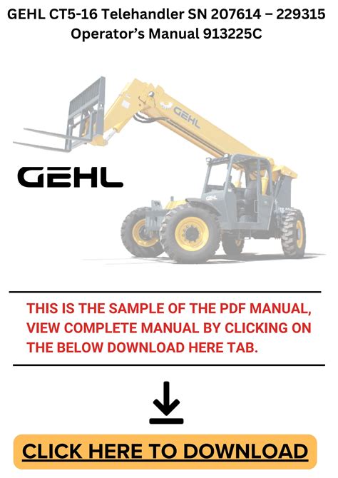 Gehl Ct5 16 Telehandler Sn 207614 229315 Operators Free Download Pdf