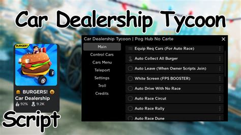 Roblox Car Dealership Tycoon Gui Script Pastebin Youtube