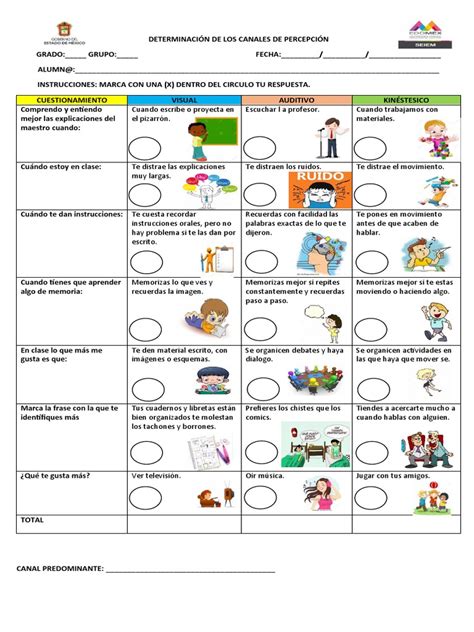 Determinación De Los Canales De Percepción Primaria Pdf