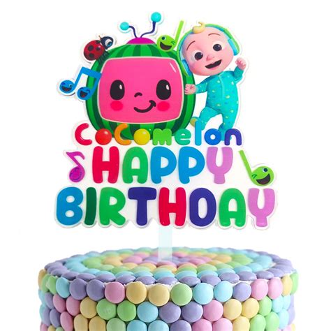 Buy Acrylic Cartoon Jj Melon Cake Topper Happy Birthday Cocomelon Cake