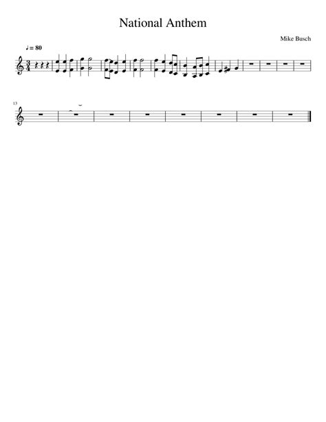 National Anthem Sheet Music For Piano Solo Download And Print In Pdf Or Midi Free Sheet