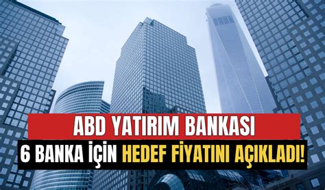 ABD Yatırım Bankası 6 Banka İçin Hedef TL Fiyatını Açıkladı Halka