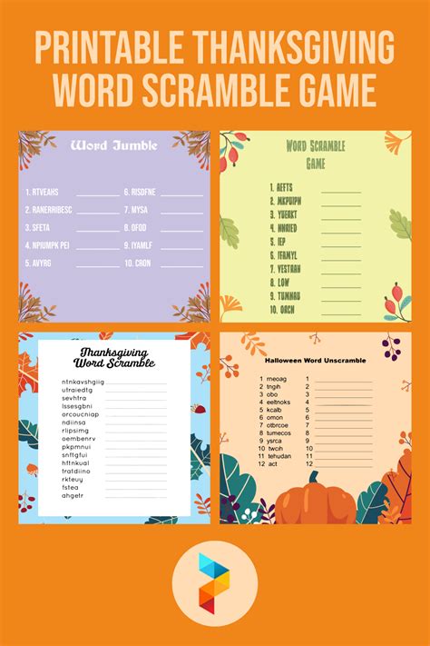 Thanksgiving Word Scramble Game 15 Free Pdf Printables Printablee