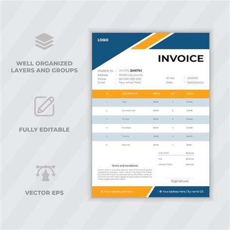 Dise O Vectorial De Plantilla De Factura M Nima Factura De Dise O Plano