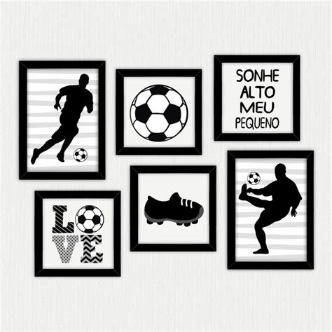 Kit Quadros Decorativos Futebol Moldura No Elo Girafinha