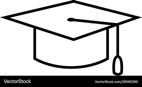 Black outline education icon - graduation cap Vector Image