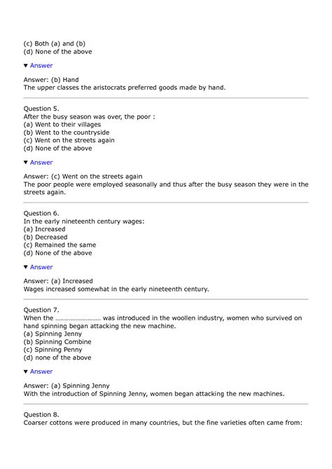 Mcq Questions On The Age Of Industrialisation 4