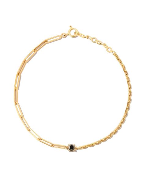 Yvonne Léon 18kt Yellow Gold Mixed Chain Diamond Bracelet Modesens