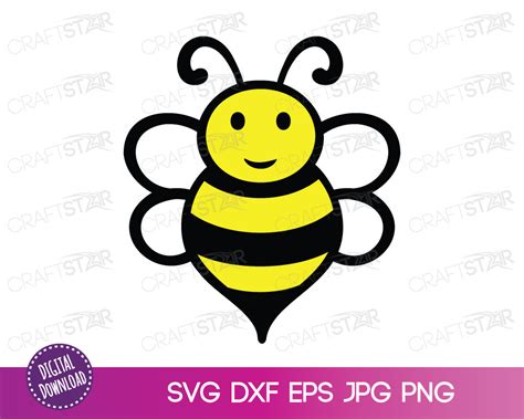 Bee SVG File For Cricut Or Silhouette Cute Cartoon Bee Clipart For