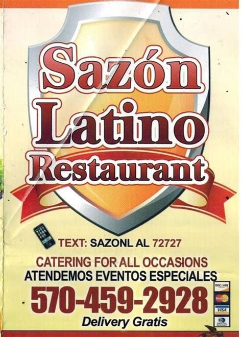 Menu At Sazon Latino Restaurant Hazleton 58 N Wyoming St