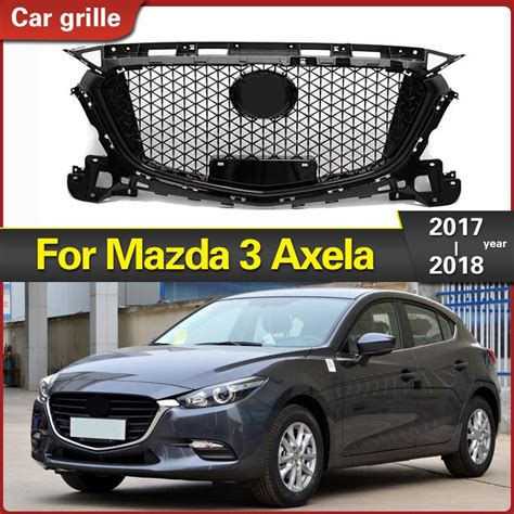 For Mazda Axela Gloss Black Honeycomb Grille Abs Front