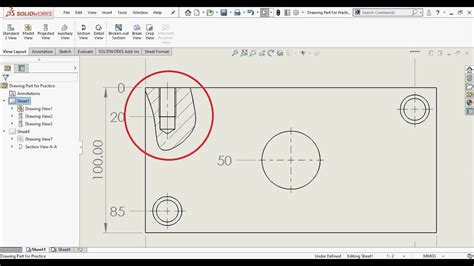 How To Make Partial Section Of A View In Solidworks Drawings Youtube